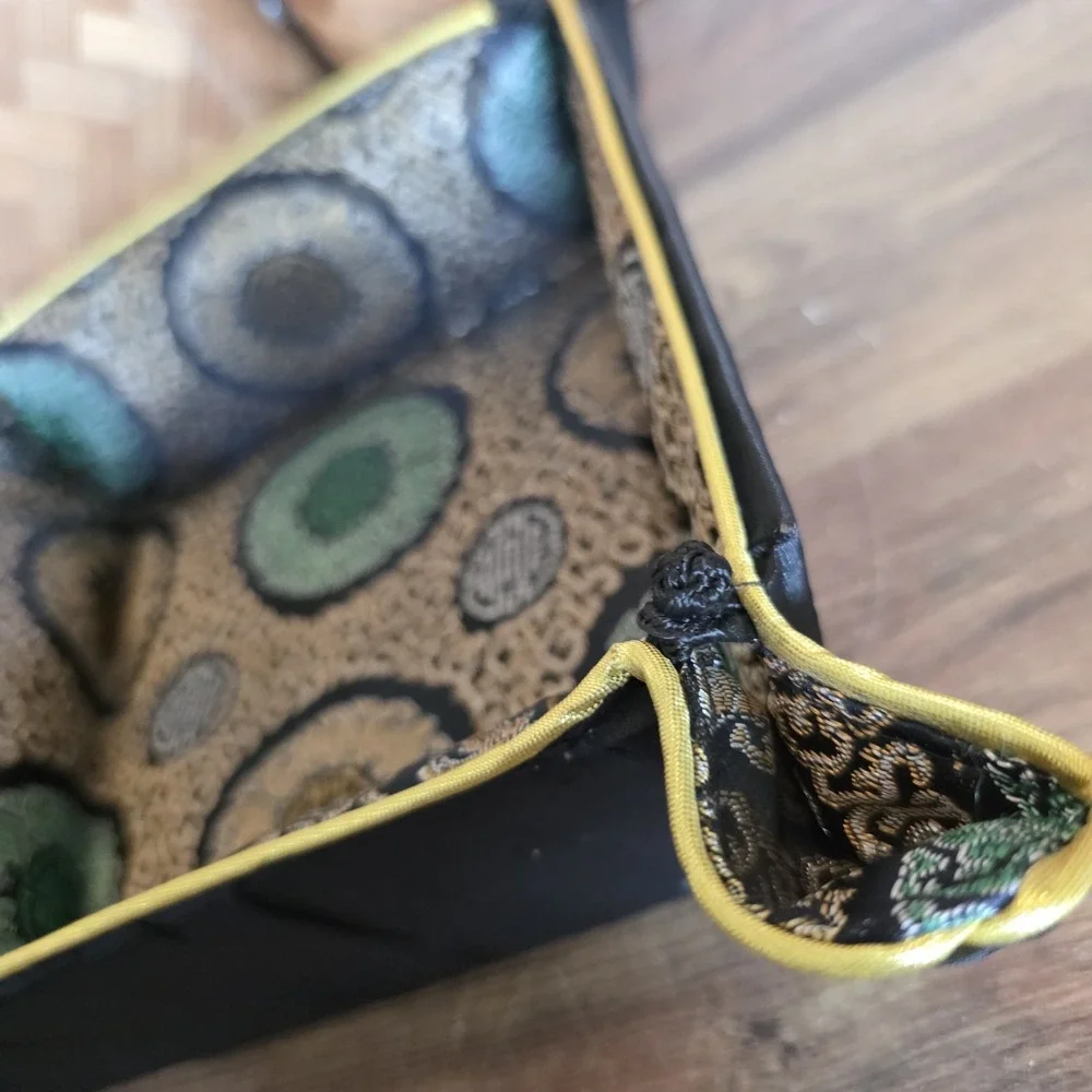 Fabric Valet Tray Set Black Gold Green Catch All Home Decor Metallic